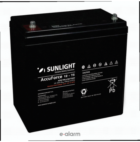 Μπαταρία Φωτοβολταϊκών 12V 75Ah SunLight AccuForce 12-75AH S ιδανική για εφαρμογές βαρέως τύπου
